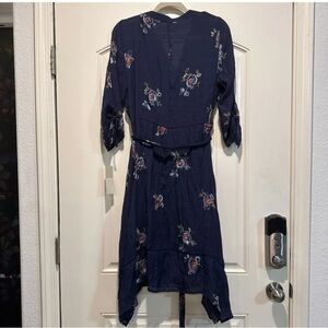 Anthropology Floral Navy Dress